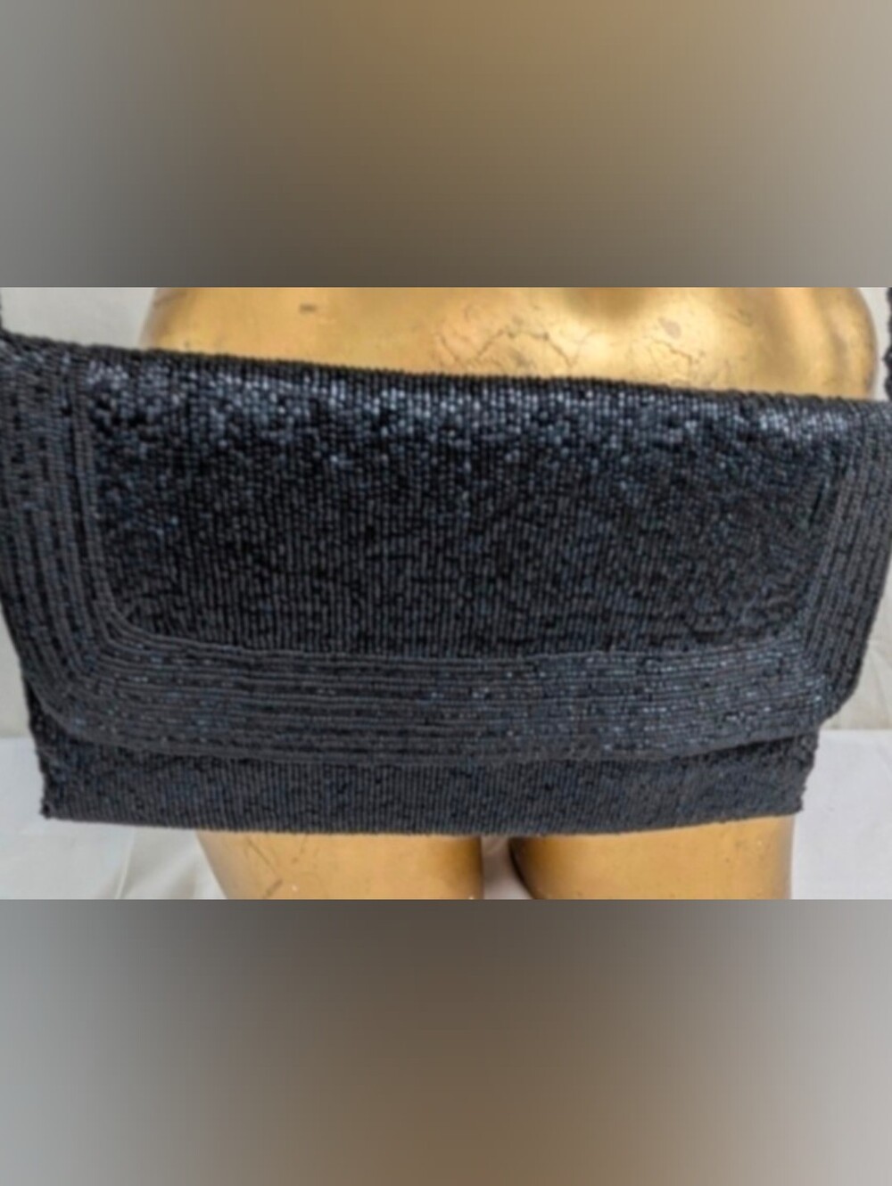 La Regale Exquisite Black Beaded Crossbody With Beaded Strap